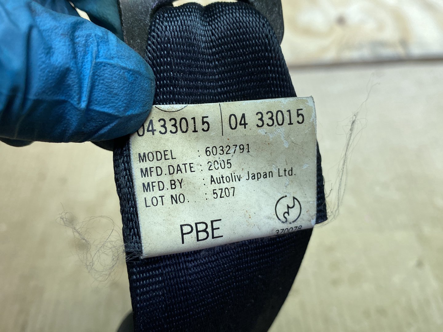 2005 Mazda Axela BK5P - Right Rear Seat belt