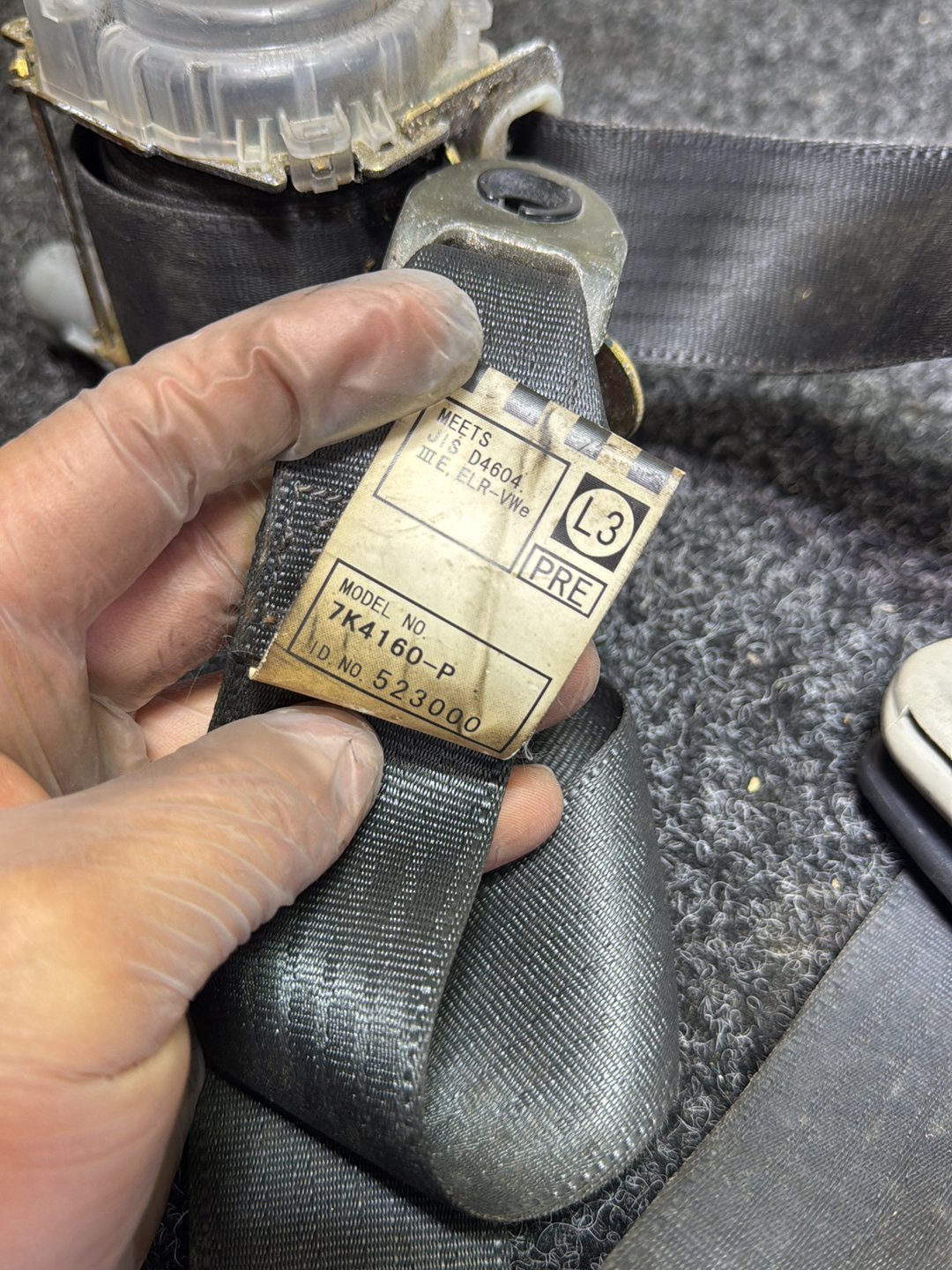 2001 Toyota Allex- Left Front Seat Belt PN: Model No 7K4160-P