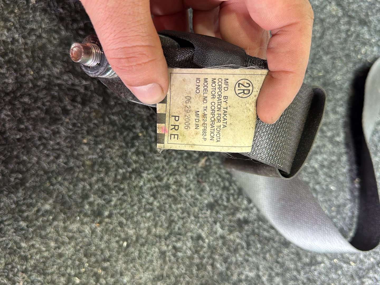 2006 Toyota Vitz- Right Front Seat Belt PN: Model No TK-AF2-EF682-P