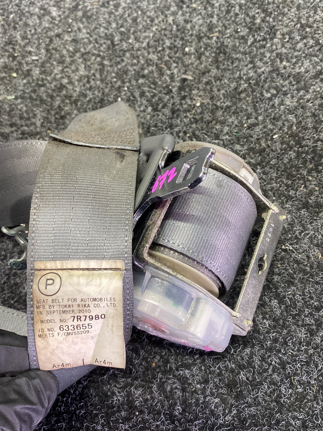 2011-2011 Used Toyota Prius - Right Rear Seat belt PN: D095806