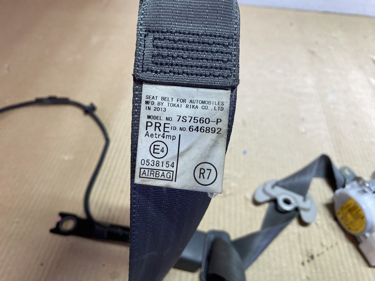 2013 Used Toyota Prius ZVW30 - Right Front Seat Belt PN: see photo
