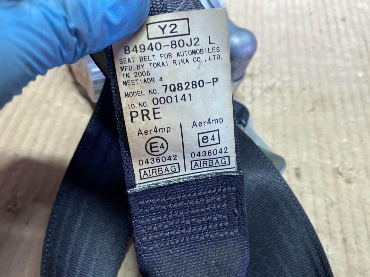 2006 Suzuki SX4 YA41S - Left Front Seat Belt