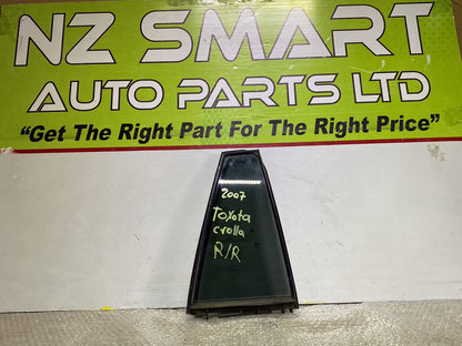 2007 Used Toyota Corolla- Right Rear Quarter Door Glass PN: see photos