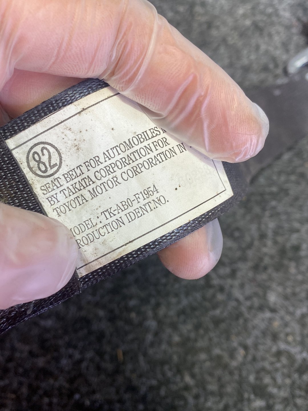 2008 Toyota Corolla - Right Rear Seat belt PN: Model No TK-AB0-F1954