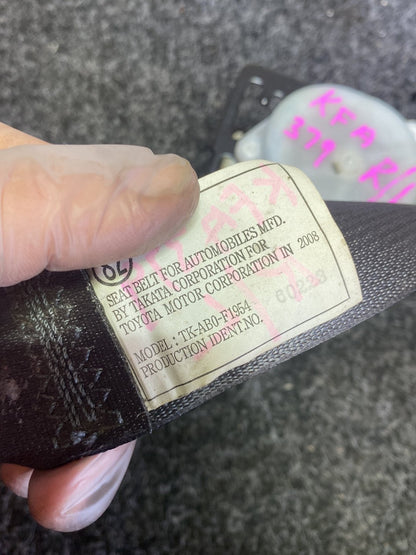2008 Toyota Corolla - Left Rear Seat Belt PN: Model No TK-AB0-F1954