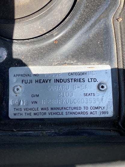 2012 Subaru Outback Dismantling For Parts