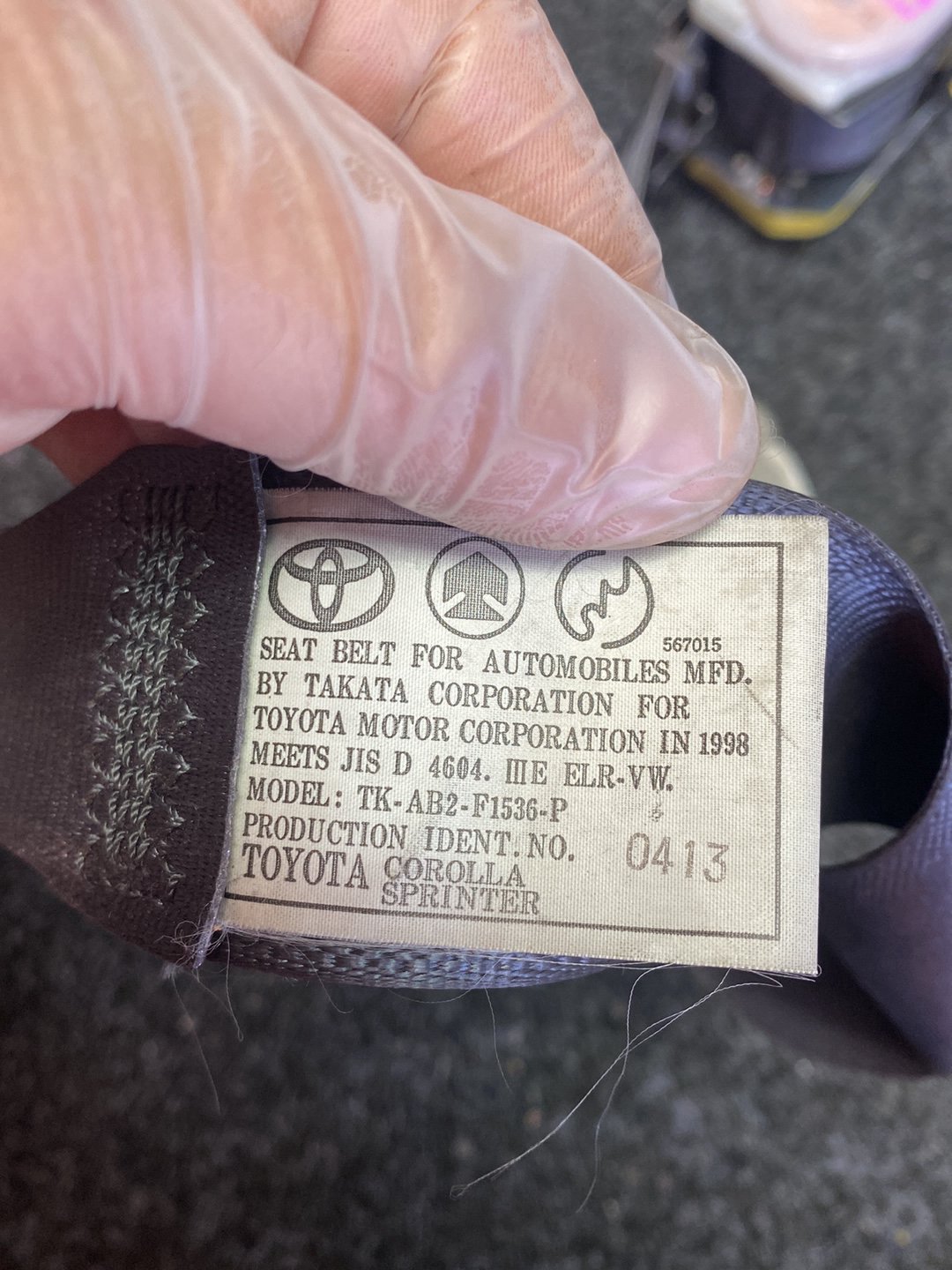 1999 Toyota Carib - Left Front Seat Belt PN: TK-AB2-F1536-P