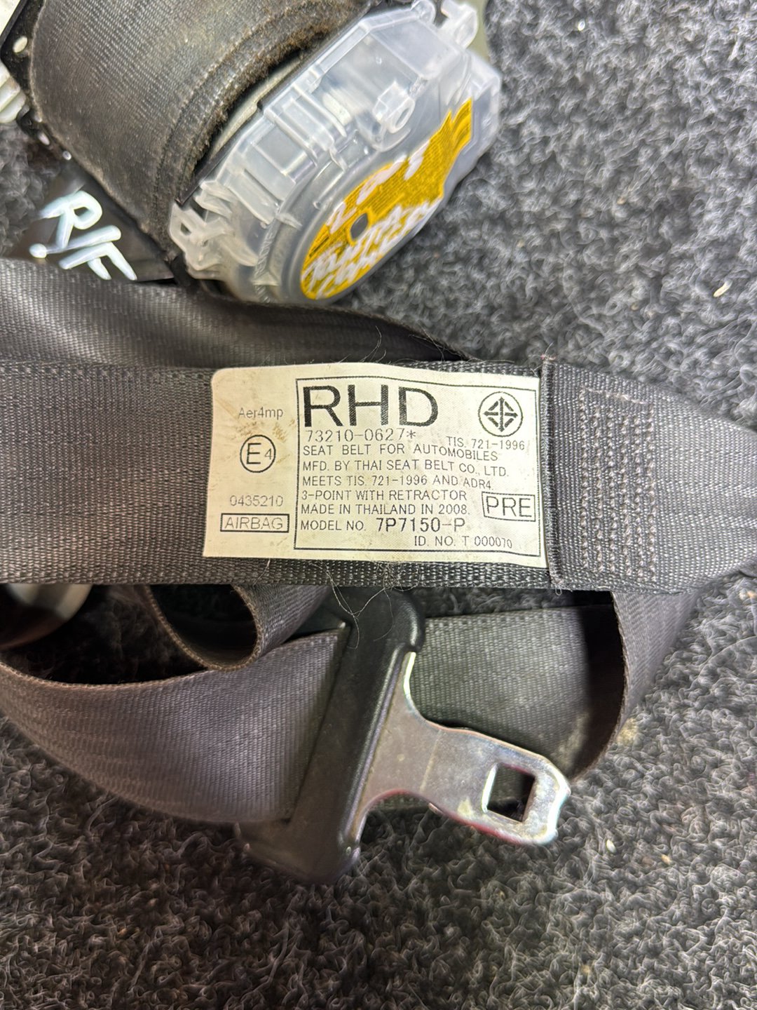 2008 Toyota Camry- Right Front Seat Belt PN: Model No 7P7150-P