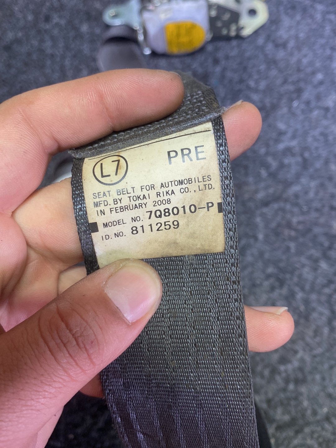 2008 Toyota Corolla - Left Front Seat Belt PN: Model No 7Q8010-P