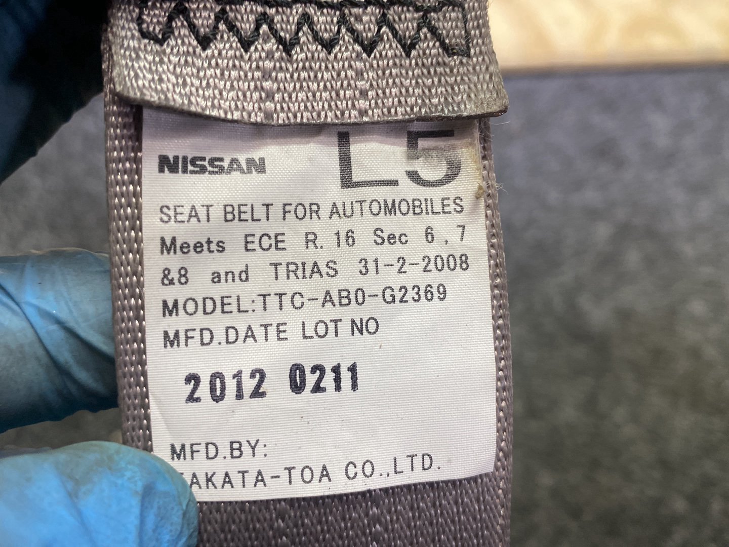 2012 Nissan March IV K13 K13 - Left Rear Seat Belt