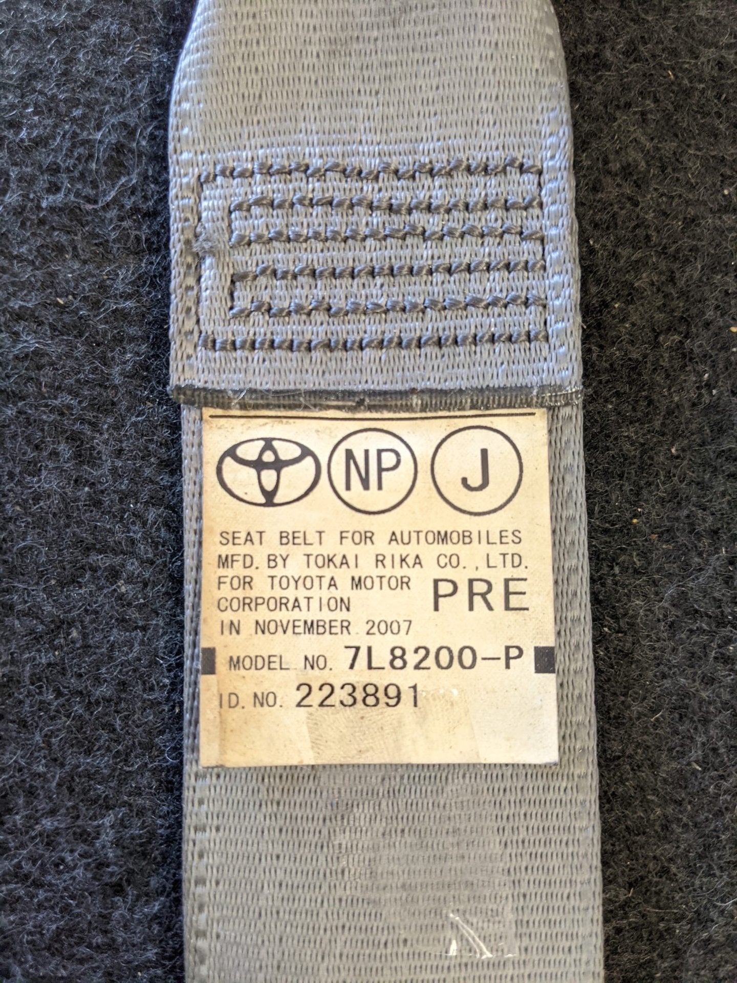 2008 Used Toyota Prius - Left Front Seat Belt PN: 7L8200-P