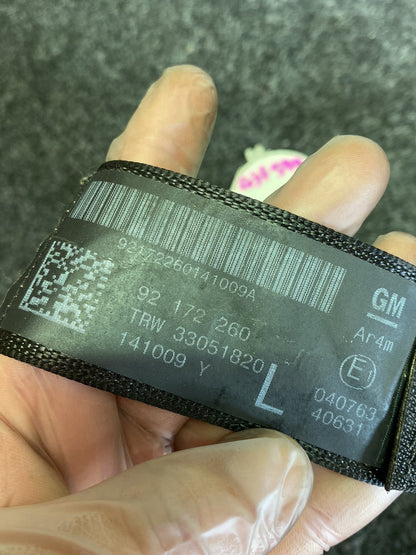 2010 Holden Commodore - Left Rear Seat Belt PN: Model No 92 172 260