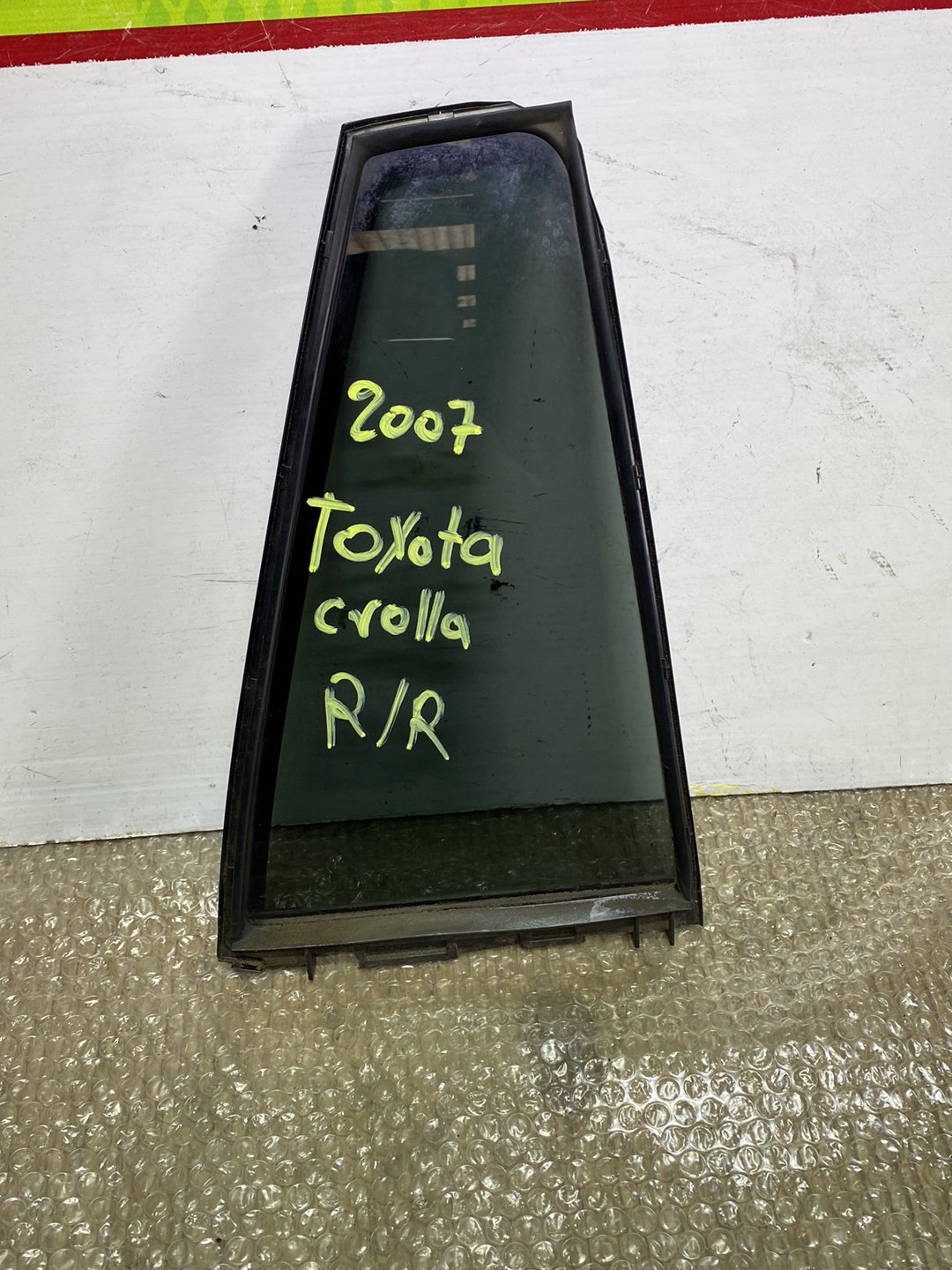 2007 Used Toyota Corolla- Right Rear Quarter Door Glass PN: see photos