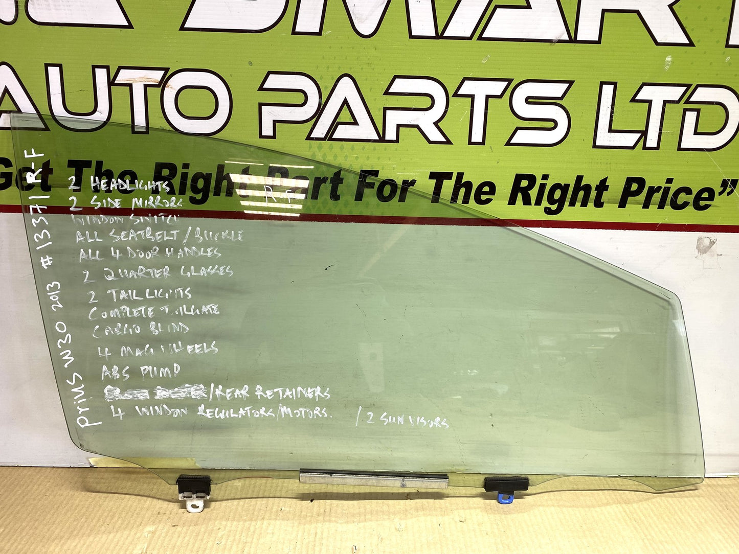 2013 Used Toyota Prius ZVW30 - Right Front Door Glass